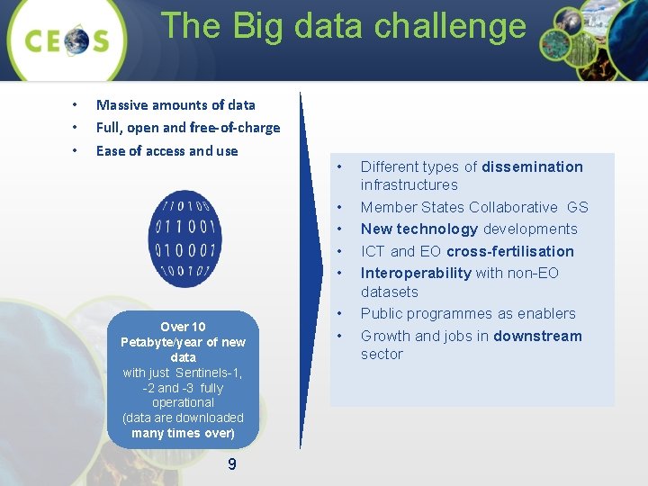 The Big data challenge • • • Massive amounts of data Full, open and