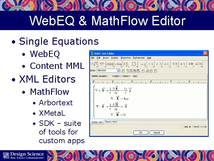 Web. EQ & Math. Flow Editor • Single Equations • Web. EQ • Content
