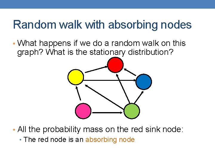 Random walk with absorbing nodes • What happens if we do a random walk