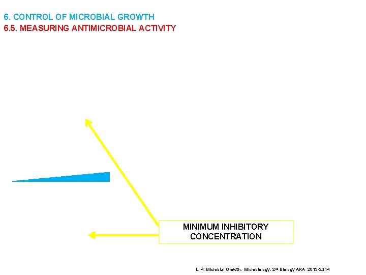 6. CONTROL OF MICROBIAL GROWTH 6. 5. MEASURING ANTIMICROBIAL ACTIVITY MINIMUM INHIBITORY CONCENTRATION L.