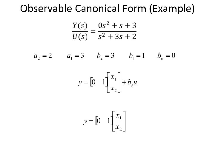 Observable Canonical Form (Example) 