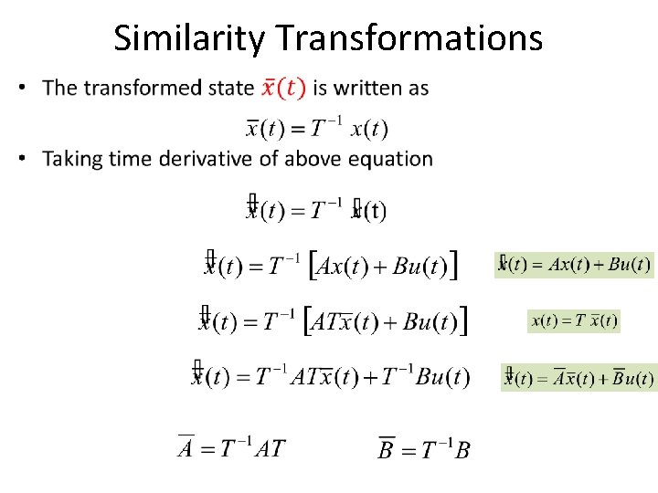 Similarity Transformations • Similarity Transformations •