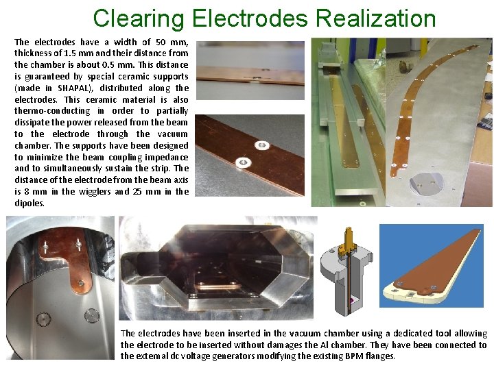 Clearing Electrodes Realization The electrodes have a width of 50 mm, thickness of 1.