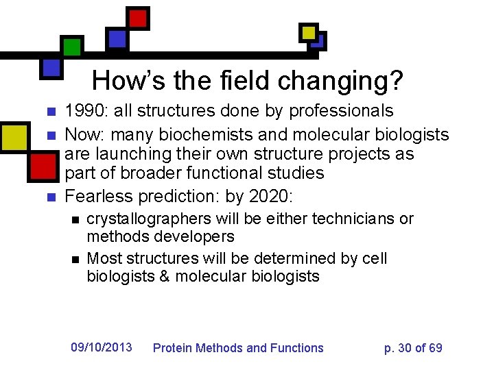 How’s the field changing? n n n 1990: all structures done by professionals Now: