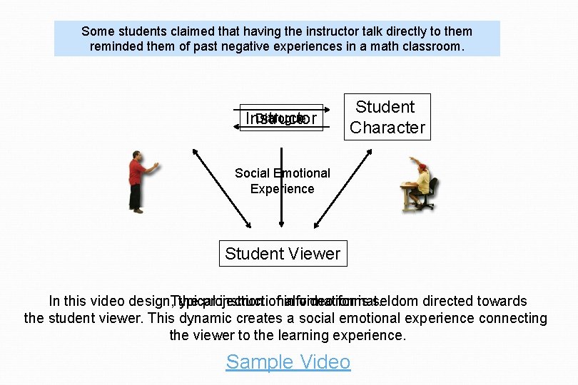 Some students claimed that having the instructor talk directly to them reminded them of