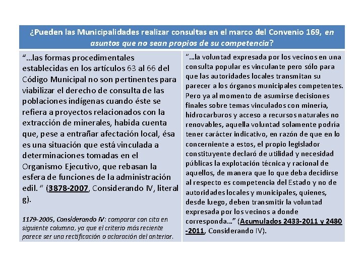 ¿Pueden las Municipalidades realizar consultas en el marco del Convenio 169, en asuntos que