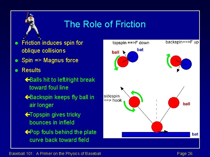 The Role of Friction l Friction induces spin for oblique collisions l Spin =>