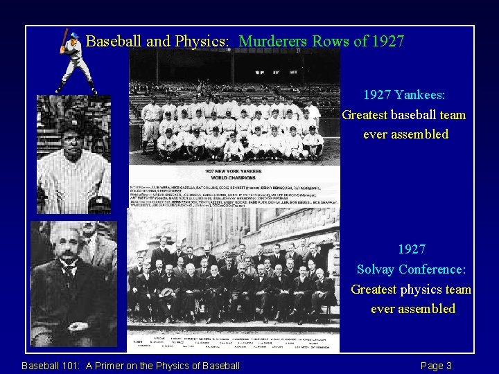 Baseball and Physics: Murderers Rows of 1927 Yankees: Greatest baseball team ever assembled 1927