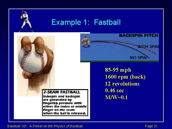 Example 1: Fastball 85 -95 mph 1600 rpm (back) 12 revolutions 0. 46 sec