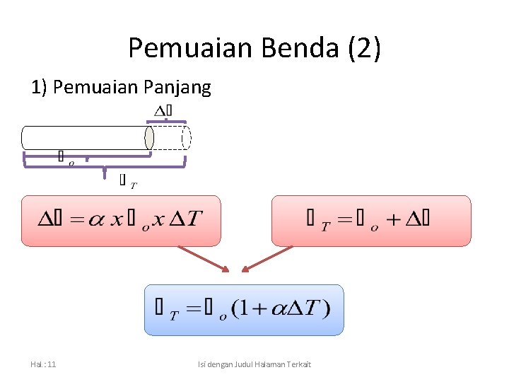 Pemuaian Benda (2) 1) Pemuaian Panjang Hal. : 11 Isi dengan Judul Halaman Terkait