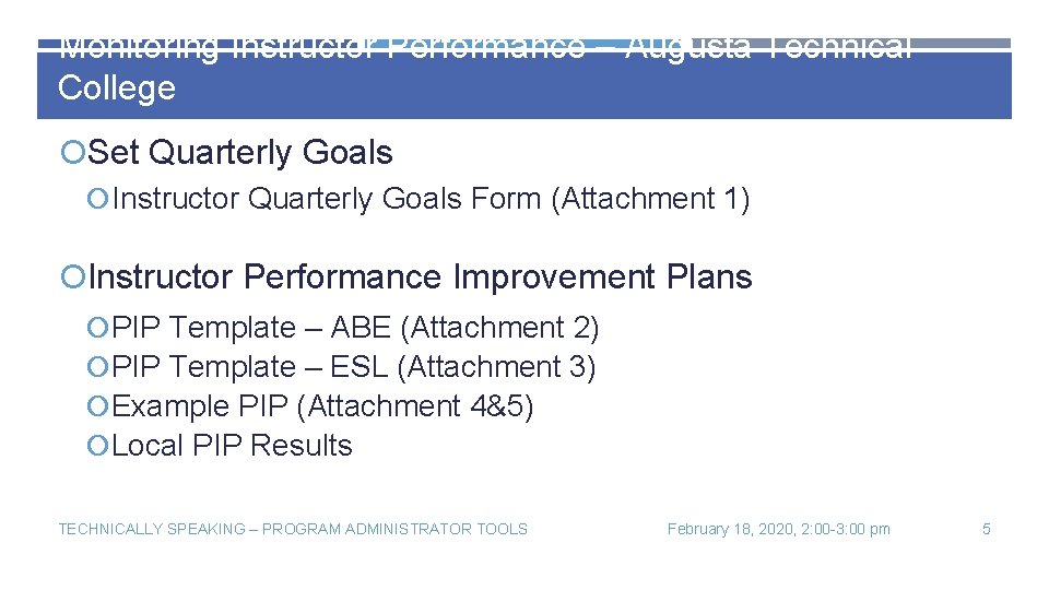 Monitoring Instructor Performance – Augusta Technical College Set Quarterly Goals Instructor Quarterly Goals Form