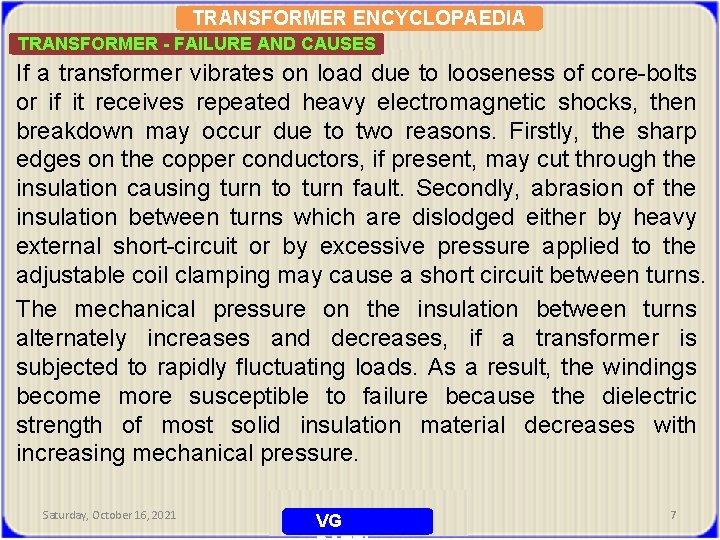 Causes of troubles and failures in power transformers