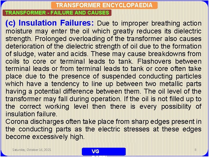 Causes of troubles and failures in power transformers