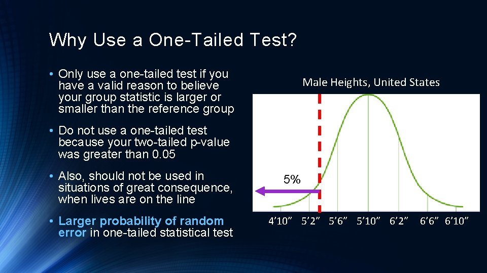 Why Use a One-Tailed Test? • Only use a one-tailed test if you have