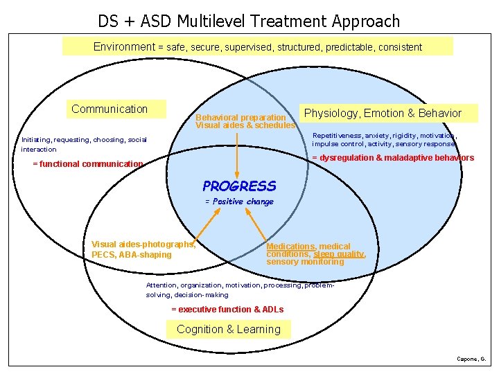 DS + ASD Multilevel Treatment Approach Environment = safe, secure, supervised, structured, predictable, consistent