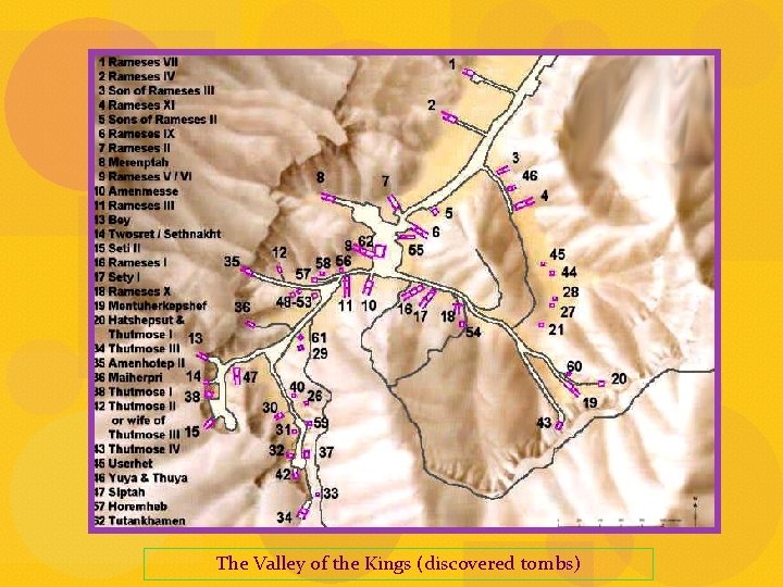 The Valley of the Kings (discovered tombs) 