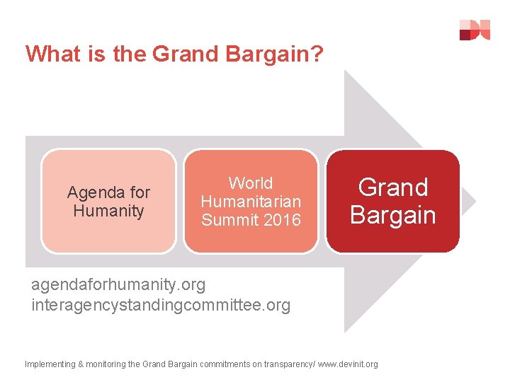 What is the Grand Bargain? Agenda for Humanity World Humanitarian Summit 2016 Grand Bargain
