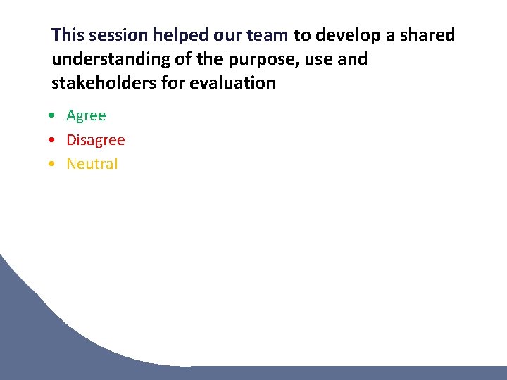 This session helped our team to develop a shared understanding of the purpose, use