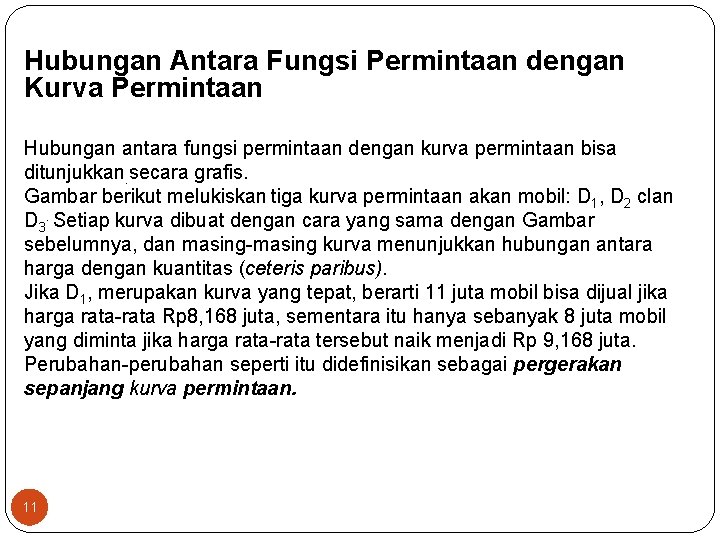 Hubungan Antara Fungsi Permintaan dengan Kurva Permintaan Hubungan antara fungsi permintaan dengan kurva permintaan