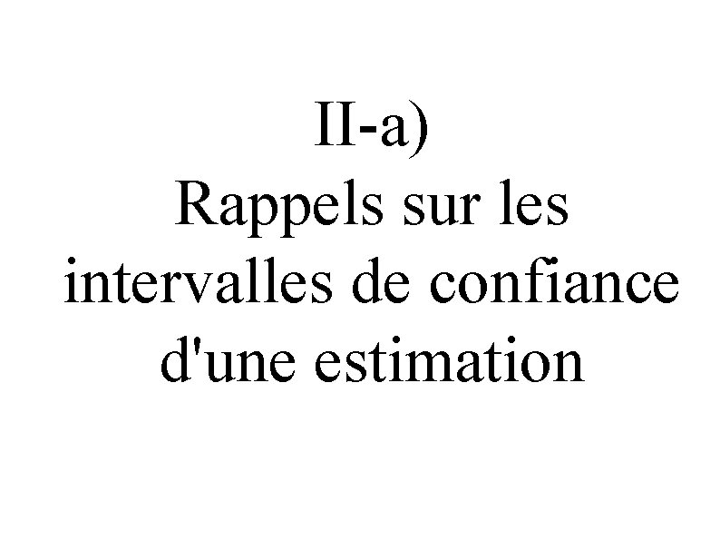 II-a) Rappels sur les intervalles de confiance d'une estimation 