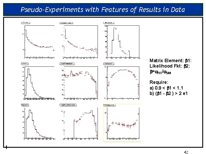 Pseudo-Experiments with Features of Results in Data Matrix Element: 1: Likelihood Fkt: 2: =