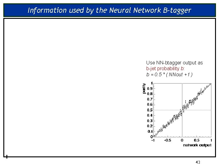 Information used by the Neural Network B-tagger Use NN-btagger output as b-jet probability b: