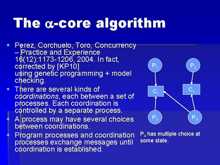 The -core algorithm § Perez, Corchuelo, Toro, Concurrency – Practice and Experience 16(12): 1173