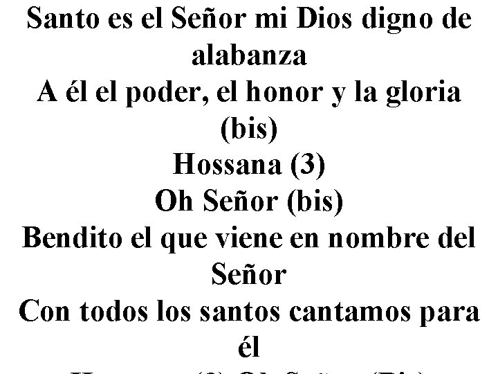 Santo es el Señor mi Dios digno de alabanza A él el poder, el