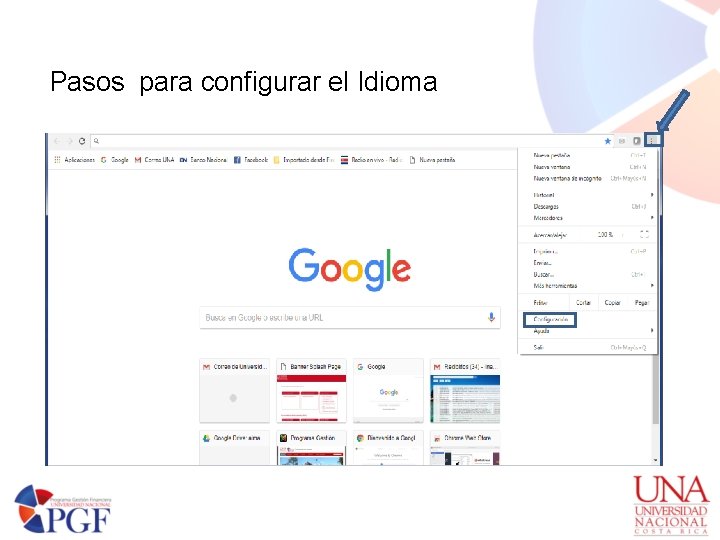 Pasos para configurar el Idioma 