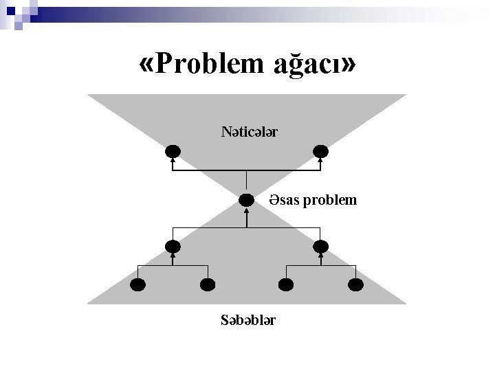  «Problem ağacı» Nəticələr Əsas problem Səbəblər 