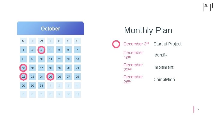 October Monthly Plan M T W T F S S 1 2 3 4