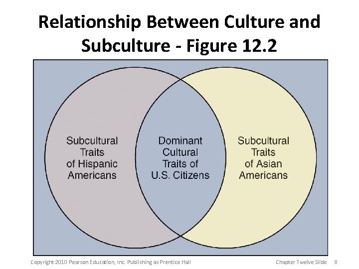 Relationship Between Culture and Subculture - Figure 12. 2 Copyright 2010 Pearson Education, Inc.