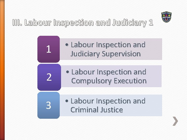 III. Labour Inspection and Judiciary 1 1 • Labour Inspection and Judiciary Supervision 2