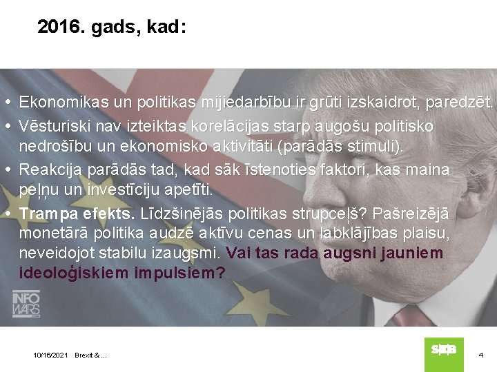 2016. gads, kad: Ekonomikas un politikas mijiedarbību ir grūti izskaidrot, paredzēt. Vēsturiski nav izteiktas