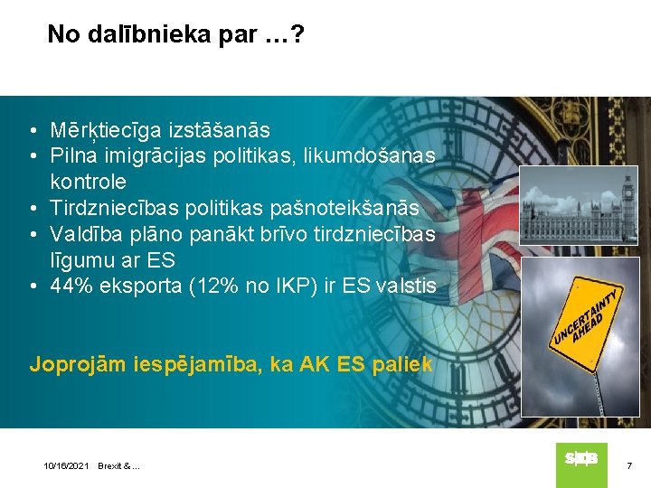 No dalībnieka par …? • Mērķtiecīga izstāšanās • Pilna imigrācijas politikas, likumdošanas kontrole •