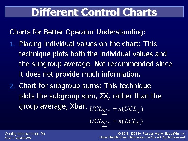 Different Control Charts for Better Operator Understanding: 1. Placing individual values on the chart: