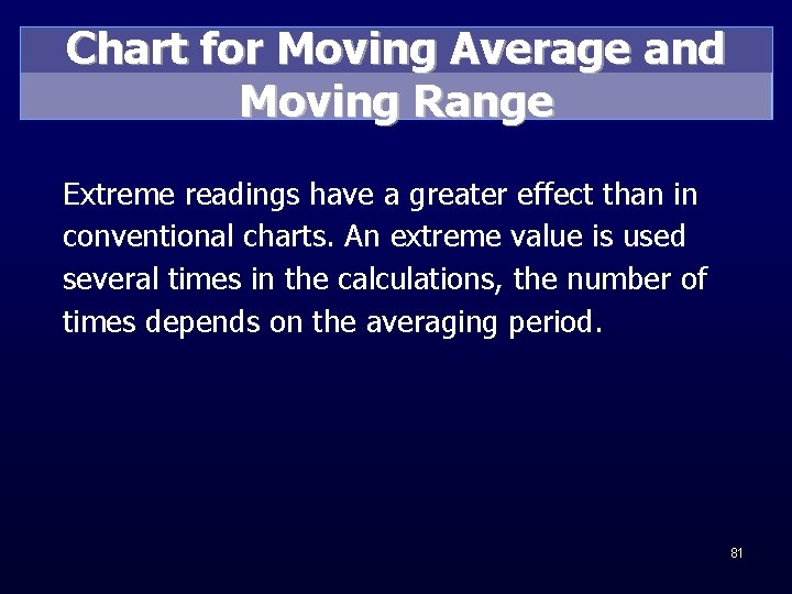 Chart for Moving Average and Moving Range Extreme readings have a greater effect than