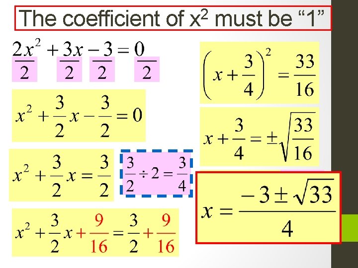 The coefficient of 2 x must be “ 1” 