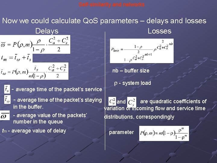 Self-similarity and networks Now we could calculate Qo. S parameters – delays and losses