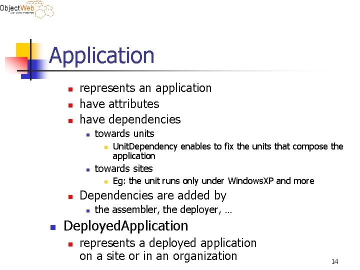 Application n represents an application have attributes have dependencies n towards units n n