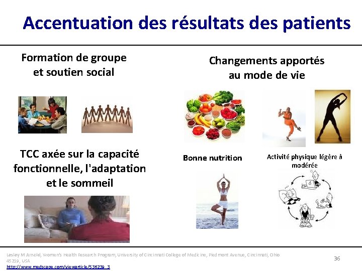 Accentuation des résultats des patients Formation de groupe et soutien social TCC axée sur