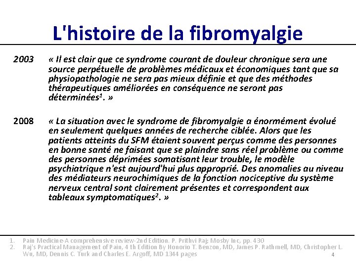 L'histoire de la fibromyalgie 2003 « Il est clair que ce syndrome courant de