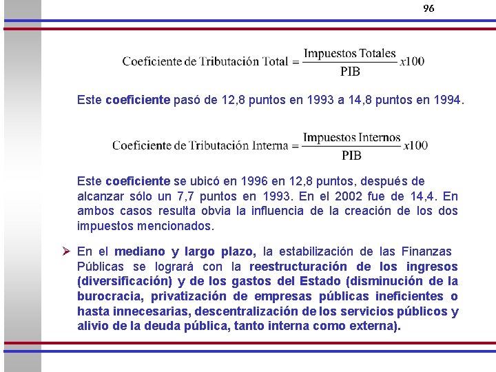 96 Este coeficiente pasó de 12, 8 puntos en 1993 a 14, 8 puntos