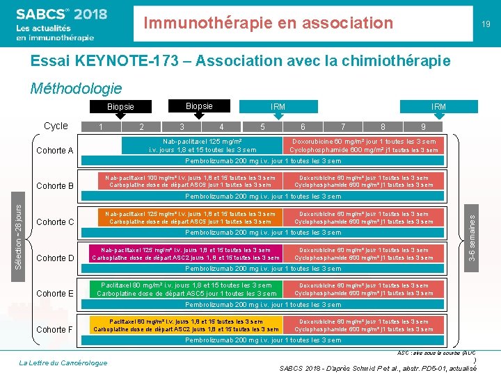 Immunothérapie en association 19 Essai KEYNOTE-173 – Association avec la chimiothérapie Méthodologie Biopsie Cycle