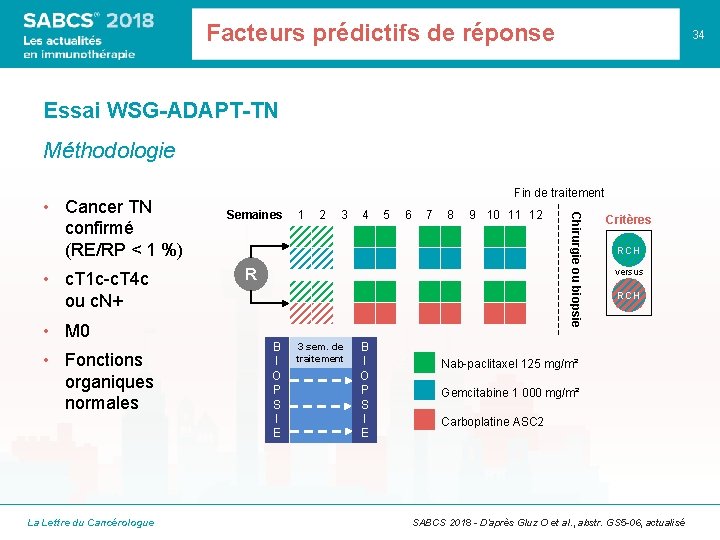 Facteurs prédictifs de réponse 34 Essai WSG-ADAPT-TN Méthodologie • c. T 1 c-c. T