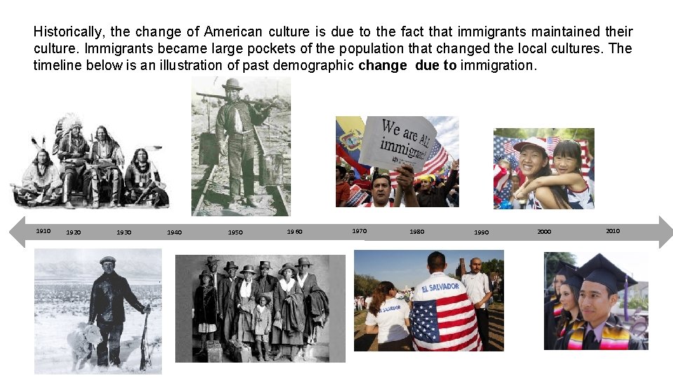 Historically, the change of American culture is due to the fact that immigrants maintained