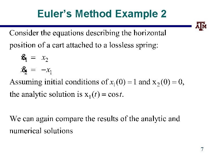 Euler’s Method Example 2 7 