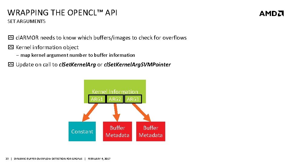 WRAPPING THE OPENCL™ API SET ARGUMENTS cl. ARMOR needs to know which buffers/images to