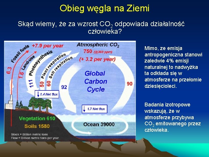 Obieg węgla na Ziemi Skąd wiemy, że za wzrost CO 2 odpowiada działalność człowieka?