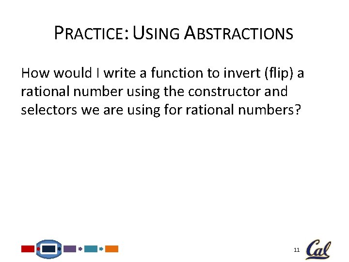 PRACTICE: USING ABSTRACTIONS How would I write a function to invert (flip) a rational